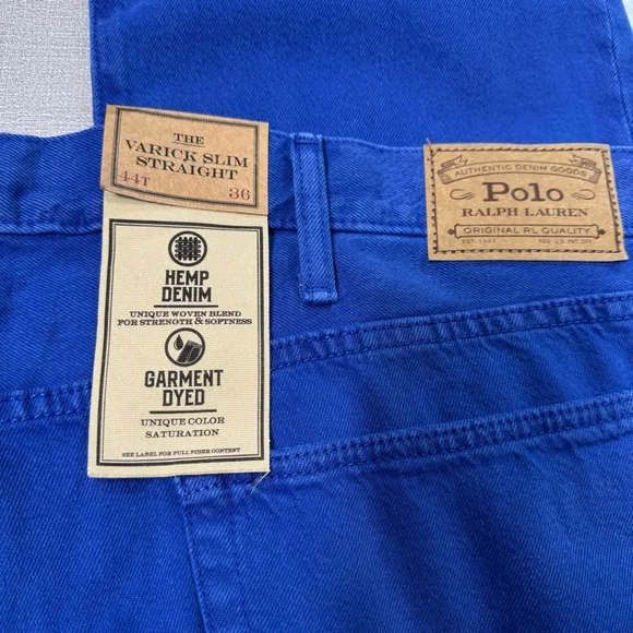 NWT New $138 Polo Ralph Lauren Varick Slim Straight Blue Jeans Size 44 x 36